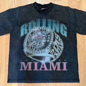 RL MIAMI 24 RING BLING WASHED BLACK LINEUP TEE -small